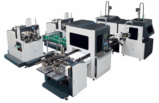 Macchina di formazione di scatole rigide a doppio canale ad alta velocità e alta efficienza completamente automatica 50 coppie al minuto